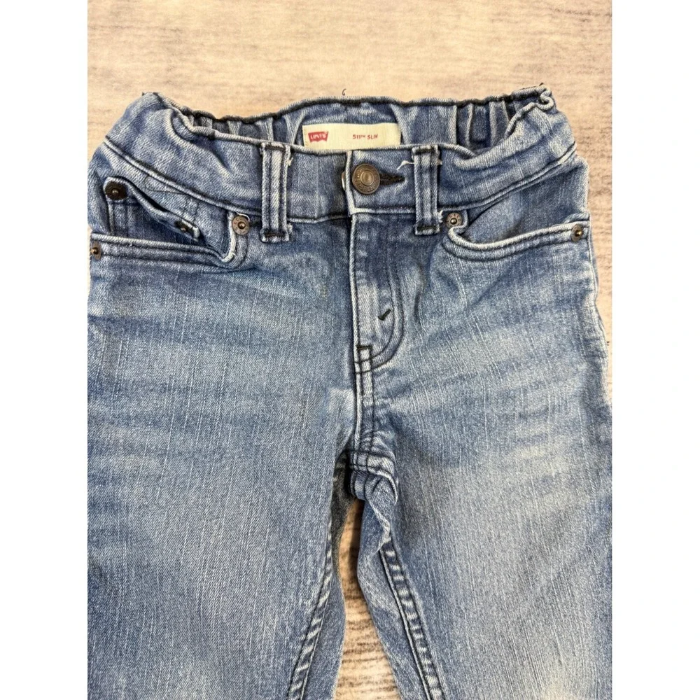 Levis 511 Slim Kids Medium Wash Blue Denim Jeans Adjustable‎ See Measurements